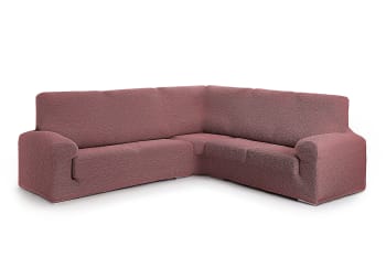 EYSA - Funda de sofá rinconera 3+1 elástica burdeos 450 cm