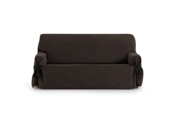 EYSA - Housse de canapé 2 places avec des rubans marron 140 - 180 cm
