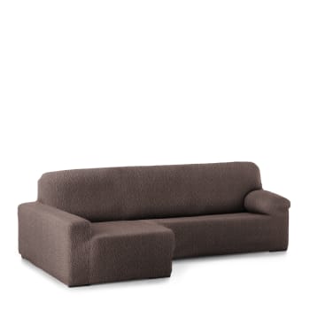 EYSA - Funda de sofá chaise longue elástica izquierda marrón 250 - 360 cm
