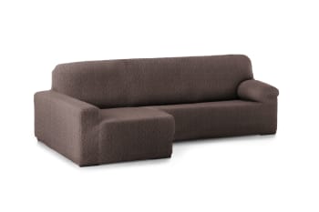 EYSA - Funda de sofá chaise longue elástica izquierda marrón 250 - 360 cm