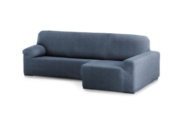 EYSA - Housse de canapé en L droite extensible bleu 250 - 360 cm