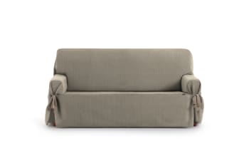 EYSA - Funda de sofá tres plazas con lazos topo 180 - 230 cm