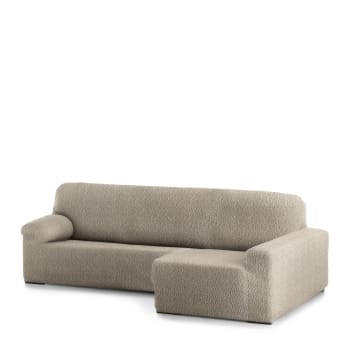 Eysa - Housse de canapé en L droite extensible taupe 250 - 360 cm