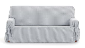 EYSA - Housse de canapé 2 places avec des rubans gris clair 140 - 180 cm