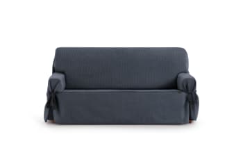 EYSA - Housse de canapé 3 places avec des rubans bleu 180 - 230 cm