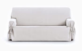 EYSA - Housse de canapé 2 places avec des rubans blanc 140 - 180 cm