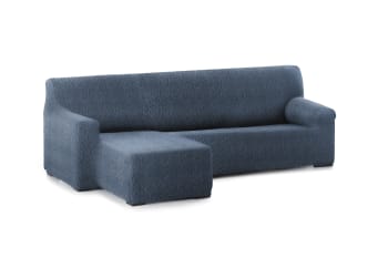 EYSA - Funda sofá chaise longue elástica izquierda b/c azul 250 - 360 cm