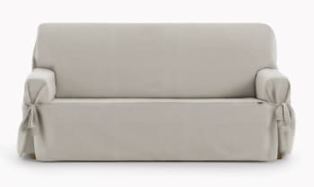 EYSA - Housse de canapé 2 places avec des rubans taupe 140 - 180 cm