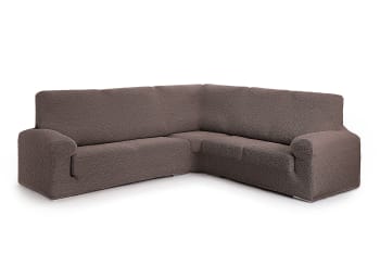 EYSA - Funda de sofá rinconera 3+1 elástica marrón 450 cm
