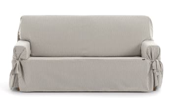 EYSA - Housse de canapé 3 places avec des rubans beige 180 - 230 cm