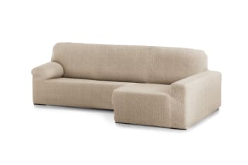 EYSA - Housse de canapé en L droite extensible beige 250 - 360 cm