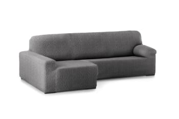EYSA - Funda de sofá chaise longue elástica izq gris oscuro 250 - 360 cm