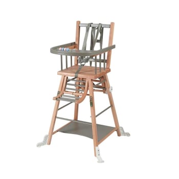 MARCEL - Chaise haute transformable barreaux hybride gris