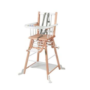 MARCEL - Chaise haute transformable barreaux hybride bicolore blanc