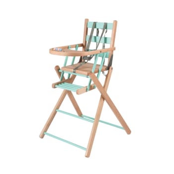 SARAH - Chaise haute extra-pliante hybride bicolore vert d'eau