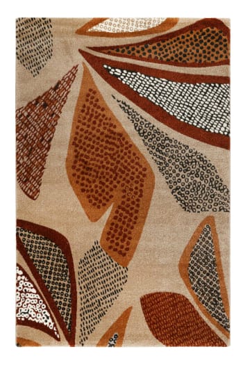 Hazel - Tapis design motif végétal fond beige sable 160x225