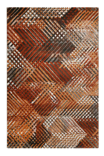 Vario - Brauner Kurzflorteppich mit Linien-Muster für jedes Zimmer 133x200