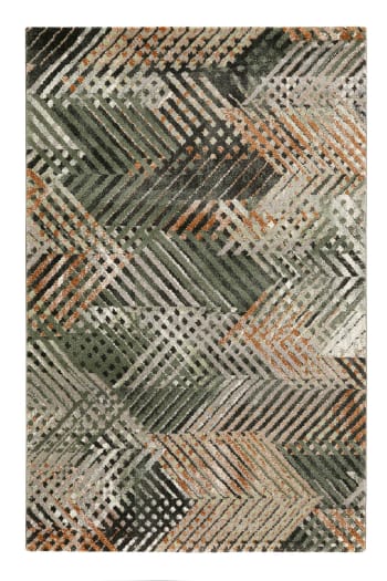 Vario - Grüner Kurzflorteppich mit Linien-Muster für jedes Zimmer 133x200