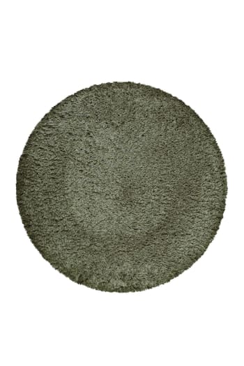 Yogi - Tapis rond uni vert kaki/olive 100% de matière recyclée 80 rd.