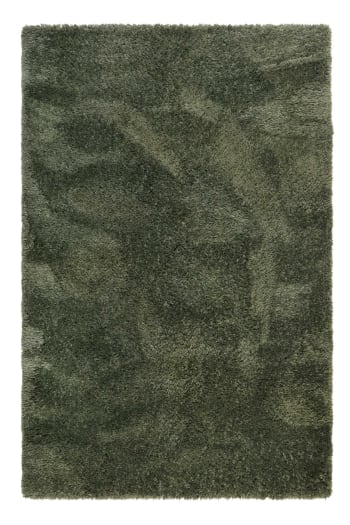 Yogi - Tappeto tinta unita verde kaki/ oliva 100% materiale riciclato 200x290
