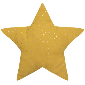 Coussin enfant étoile motifs métallisés Ocre 40x40
