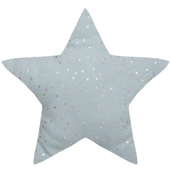 Coussin enfant étoile motifs métallisés Bleu Gris 40x40