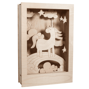 LICORNE - Cadre décoratif en bois à motif 3D licorne 20x30x6,5cm