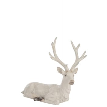 CERF - Ciervo acostado magnesio blanco alt. 67 cm