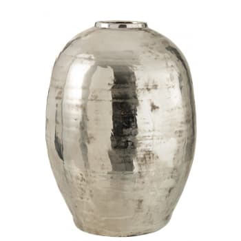 ARYA - Vase arrondi métal argenté H57cm