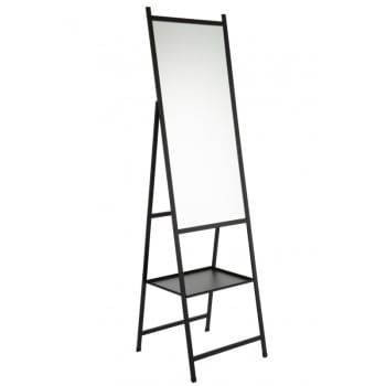 MÉTAL - Miroir sur pied plateau miroir/métal noir H160cm