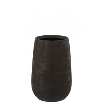 IRRÉGULIER - Vase rugueux céramique noir H31cm