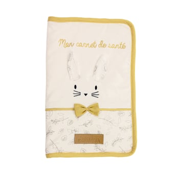Protège carnet de santé enfant Leafy Bunny coton Ecru