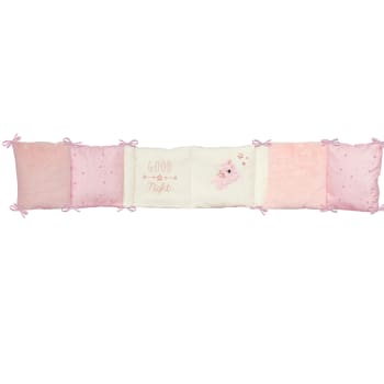 Tour de lit bébé adaptable JOLLY coton Rose/Ecru 30x180