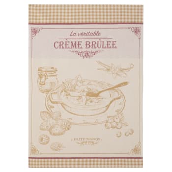 Crème brulée - Torchon en jacquard de coton beige 50x75