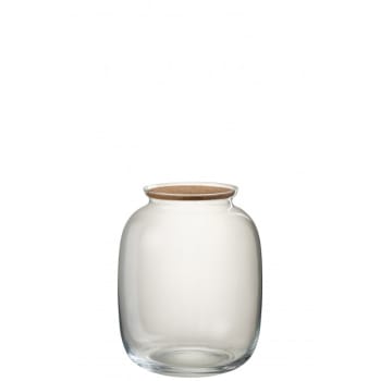 ROXY - Pot décoratif verre/liège transparent H31cm