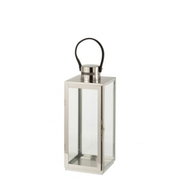 CARRÉE - Lanterne carrée métal/verre argent H51cm