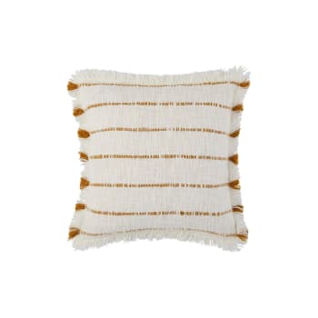 Taha - Housse de coussin en Coton Ivoire et ocre 40x40 cm