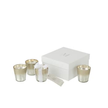 DELUXE - Boîte de 4 bougies parfumée verre argent