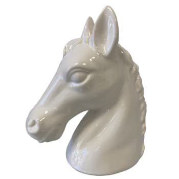 CHEVAL - Tirelire en forme de buste de cheval blanc