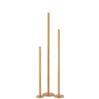 MODERNE - Set de 3 candelabros alto moderno hierro opaco oro alt. 100 cm