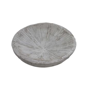 Kimbe - Grande coupelle en bois strié 24 ou 30 cm  blanc 24x24x7 cm