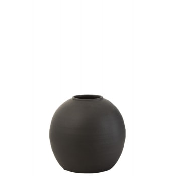 CIMENT - Vase rond ciment noir H28cm