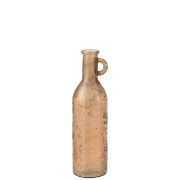 BOUTEILLE - Jarrón botella cilíndrico cristal marrón alt. 50 cm