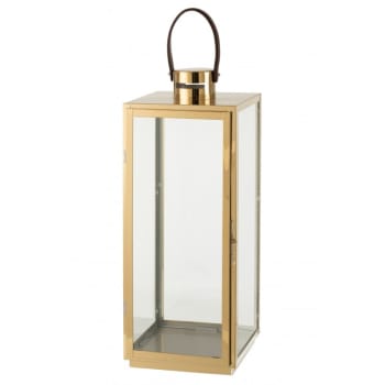 CARRÉE - Lanterne carrée métal/verre or H65cm