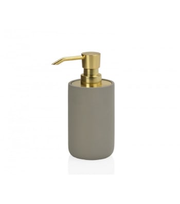 CIMENT - Distributeur de savon en ciment gris et métal doré