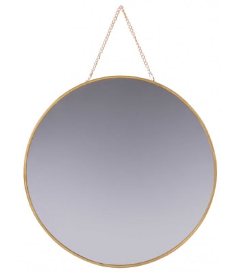 OR - Miroir suspendu avec chaînette rond en métal doré D30