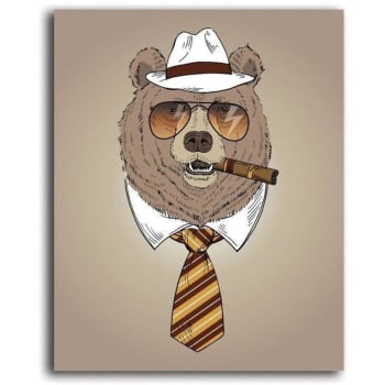 Kids - Tableau ours avec cigare 40 x 60 cm
