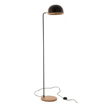 EVY - Lampe métal noir bois naturel H130cm
