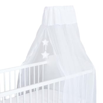 Ciel de lit enfant avec étoiles en coton Blanc 150x270