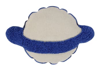GALAXY - Coussin Saturne en coton blanc et bleu 40x60